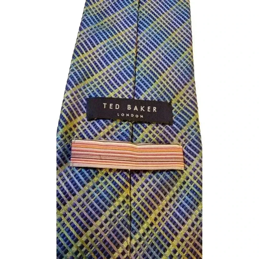 TED BAKER Blue Multicolor Geometric Stripe Silk Tie Neck Tie‎ Neckwear USA
